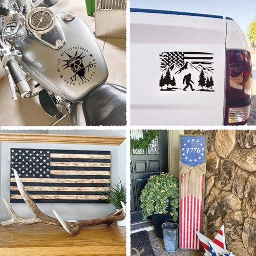 23pcs American Flag Stencil Reusable Patriotic 50 Stars We The People 1776 Stencil Template Drawing Military Flag Stencils for Spray Painting on Wood Wall DIY Crafts Project Shirt Decoration(flag23)