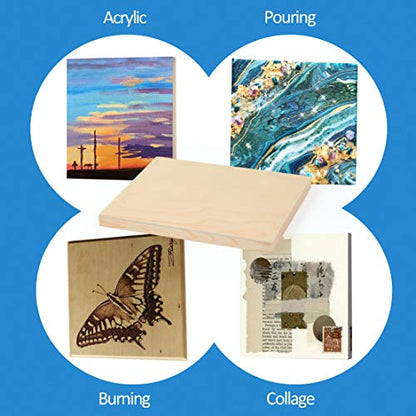 4 Pack 8x10’’ Unfinished Birch Wood Panels Kit for Painting | Studio 3/4’’ Deep Wooden Canvas, Cradle Boards for Acrylic Pouring, Art, Crafts, Epoxy Resin, Laser Engraving Cutting - size: 8'' x 10'' Studio