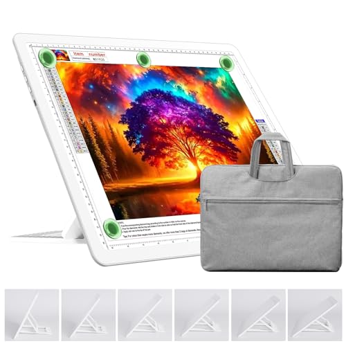 TOHETO Rechargeable A3 Light Board with Stand, Bag, Super Bright Magnetic Light Pad with Side Buttons, Wireless Light Box for Tracing and Drawing, Cordless Light Table for Diamond Painting, Sketching - color: White, size: A3 with Stand and Bag