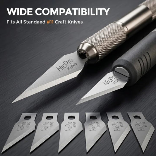 Nicpro 120 PCS #11 Hobby Blades Refill Set, SK-5 High Carbon Steel Utility Art Blades Replacement with Storage Case for Craft, Hobby, Scrapbooking,Cutting, Carving,Stencil - size: #11