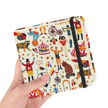 5x5" Pocket Sketch Book,80gsm Hardcover Art Sketchbook for Drawing Journal | Cloth Cover,80gsm Blank Paper,96Sheets,Lay-Flat,Portable Travel Creation Paint Diary Memo Planner,Dry Media.Circus Troup - color: Cloth Cover-4.8x4.8in-Circus Troup