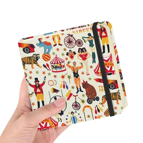 4.8" Pocket Sketch Book,80gsm Hardcover Art Sketchbook for Drawing Journal | Cloth Cover,80gsm Blank Paper,96Sheets,Lay-Flat,Portable Travel Creation Paint Diary Memo Planner,Dry MediaCircus Troup - color: Cloth Cover-4.8x4.8in-Circus Troup