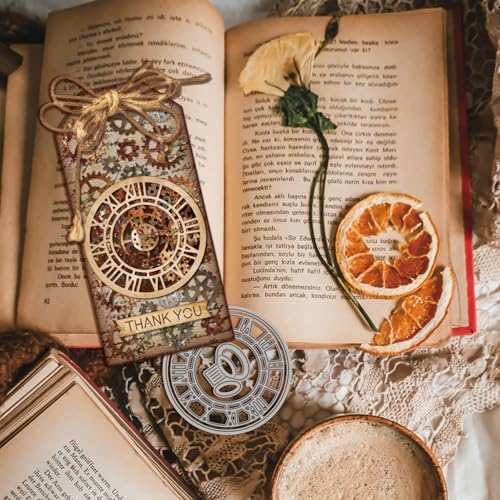 GLOBLELAND Clock Gear Cutting Dies Round Clock Die Cuts Watch Chain Cutting Embossing Template for Scrapbooking Crafts Paper Cards Making - color: Clock Gear