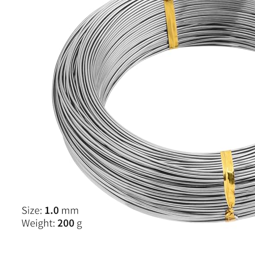 Bonsai Training Aluminum Wire, 1.0mm 18 Gauge Silvery 200g, Bendable Anodized Craft Wire, Flexible Armature Wire for Bonsai Tree Shaping, DIY Handcraft and Model Making(Silvery-1.0) - color: Silver, size: 18 Gauge