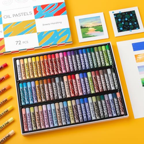 MEEDEN 72 Vibrant Colors Soft Oil Pastels Set and 6Pcs White Oil Pastels