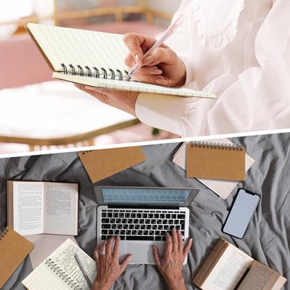 Jutom 18 Pcs Small Spiral Notebook Memo Pad 3x5, Kraft Color - color: Kraft Color