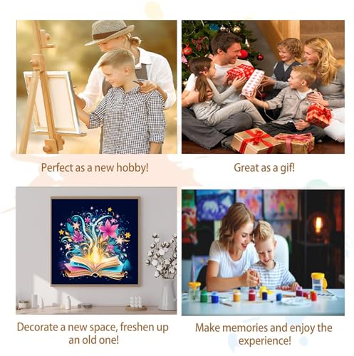 Artunion Framed Paint by Numbers Kit for Adults Beginners & Kids Ages 8-12,Mystical Book Flower Paint by Number with Frame,Flower Paint by Numbers Kit on Canvas 10 * 10 Inch Without Easel - color: ZXT-333-F