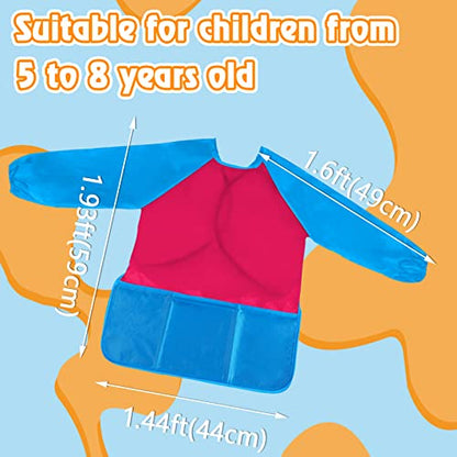 Zkptops 18 Pack Kids Art Smocks Waterproof Kid Painting Aprons Toddler Art Smock Kids Paint Smock with Long Sleeve 3 Roomy Pockets for Age 3-7 Years - color: 18 Pack