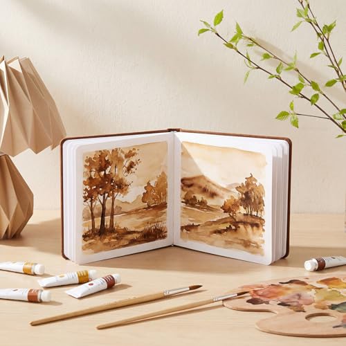 5.5in Watercolor Sketchbook Journal Square Watercolor Notebook Brown - color: Brown, size: 5.5x5.5 in