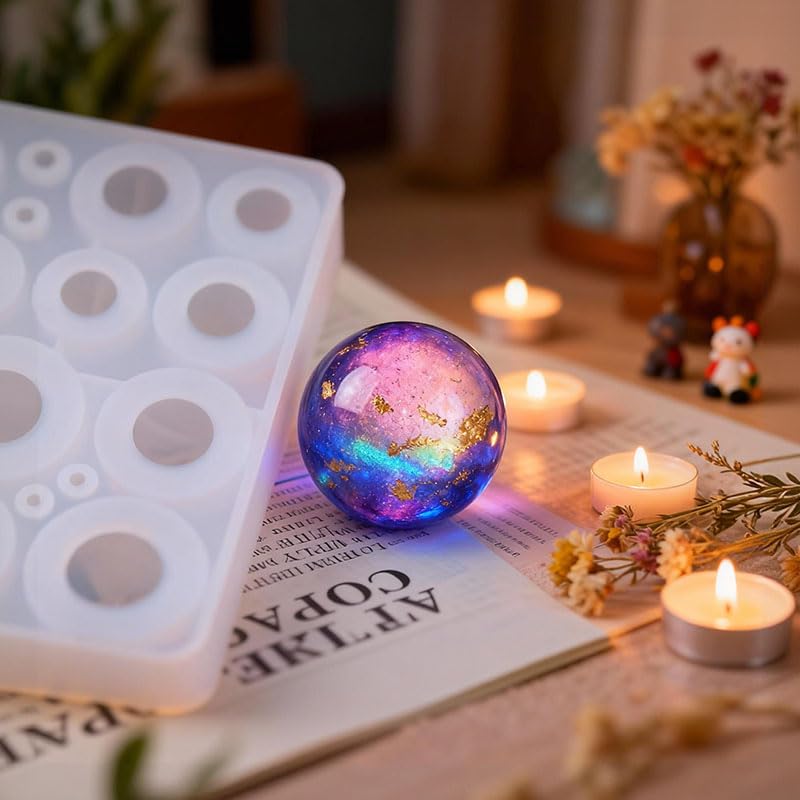 Sphere Silicone Molds for Resin,Seamless Sphere Resin Molds Silicone,Resin Bead Mold,Small Resin Molds for Jewellery Making,Pendant and and DIY Gifts,for resi n Casting(20Cavity Sphere Molds)