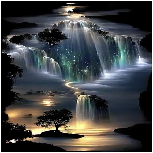 DIADAY 5D Diamond Painting Kits for Adults Waterfall Landscape, Diamond Art Kits for Adults, Full Drill Round Gem DIY Arts and Crafts Home Wall Decor Gift 12 x 12 Inches
