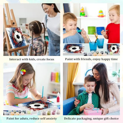 Soccer Paint by Numbers Kit for Adults Beginners & Kids Ages 8-12, 8x8 Inch - color: style-14