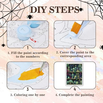 PHANTASYART Gothic Bookshelf Paint by Numbers Kit for Adults 16x20inch - color: Gothic Bookshelf, size: 16x20inch