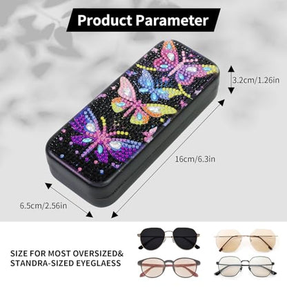 FlyingMage 5D Diamond Art Painting Kit for Adults Beginner, Small DIY Diamond Dots Gem Art Painting Mosaic Kits, Cute Hard Shell Sunglasses Eyeglasses Glasses Case for Women Teen (Black Butterfly) - color: Black Butterfly