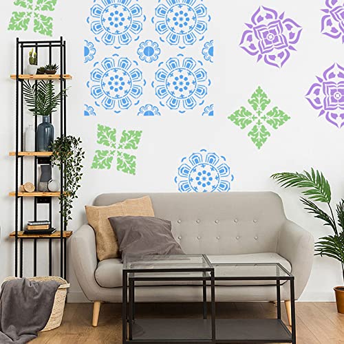 16 Pcs Mandala Stencils, 6x6 Inch Reusable Painting Templates for DIY Craft | Pet Material, Smooth Edges, Reusable Mandala Designs, Washable, for Wood, Rock, Walls, Paper, Fabric, and Scrapbook Cards - style: Mandala Stencils-2