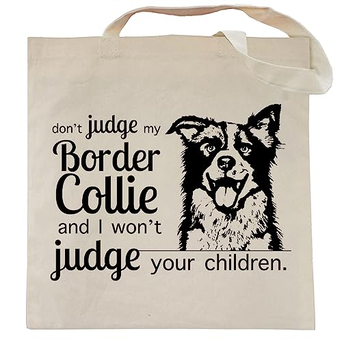 Pet Studio Art Don't Judge My Dog Tote Bag - color: Border Collie