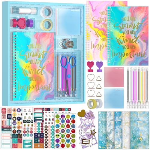 SUPMANGO 2-Pack DIY Journal Kit for Girls Ages 8-14,DIY Journal Set Stationary Birthday Gifts Ideas for Girls,Art Crafts for Tween Kid Scrapbook & Diary Supplies Set