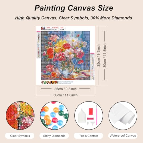SJUTOUCI Colorful Flower Diamond Art Kit for Adults, Diamond Painting Kit - color: Flower