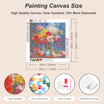 SJUTOUCI Colorful Flower Diamond Art Kit for Adults, Diamond Painting Kit - color: Flower