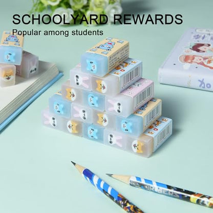 HILAZA 18Pcs Cute Animal Erasers for Kids Bulk, Kawaii Fun Pencil Jelly Erasers for School Classroom Supplies Prize Gifts Party Favors - style: ANIMAL