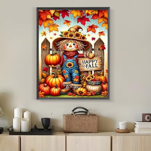 LKHMVCA Happy Fall Scarecrow Pumpkin Paint by Number Kits for Adults, DIY Paint by Numbers Kits for Adults Beginners Without Frame, Acrylic Paint Canvas Painting Kits Art for Home Decor 16x20 Inch - color: Happy Fall Scarecrow Pumpkin