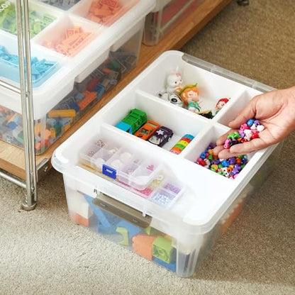MACOPRO 17QT Clear Plastic Box Craft Storage Bin with Removable Tray & Lid - size: 1Pack-17QT