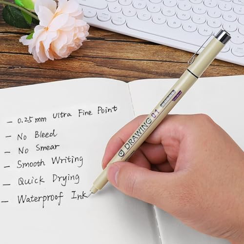 Muchcute Extra Fine Point Writing Pens,6 Black 0.25mm Smooth No Bleed Bible - color: 6 Extra Fine 01(0.25mm)