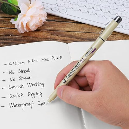 Muchcute Extra Fine Point Writing Pens,6 Black 0.25mm Smooth No Bleed Bible - color: 6 Extra Fine 01(0.25mm)