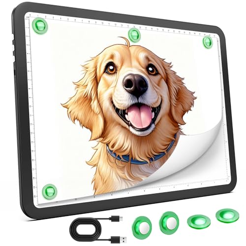 Zocelight Rechargeable A4 Light Board for Diamond Painting,Magnetic Bright Light Box for Tracing,Wireless LED Light pad with Physical Buttons,3 Colors,Dimmable 9000LUX Lightbox for Drawing,Sketching - color: Black, size: A4 Rechargeable
