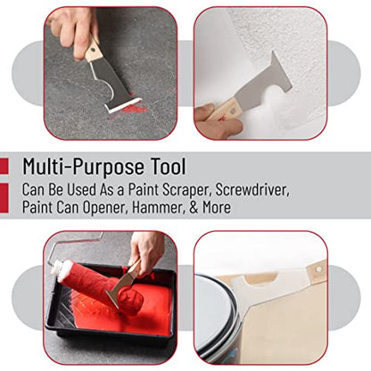 Bates- Paint Scraper, 5 Pc Scraper Tool, Putty Knife Set, Putty Knife, Painting Tools, 5 in 1 Tool, Spackle Knife, Wallpaper Scraper, Painters Tool, Crown Molding Tool, Paint Remover for Wood, Scraper