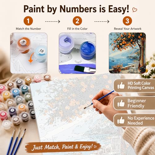 AUKELHJ Paint by Numbers Kit for Adults Beginner, Landscape, 16X20 Inch - color: 02-Landscape