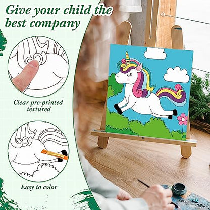 Sherr 12 Pcs Pre Drawn Canvas to Paint Animal Pre Printed Canvas for Painting for Beginners Students DIY Art Paint Supplies Christmas Valentines Party Favor(Cute Animals,8 x 8 Inch) - size: 8 x 8 Inch, style: Cute Animals