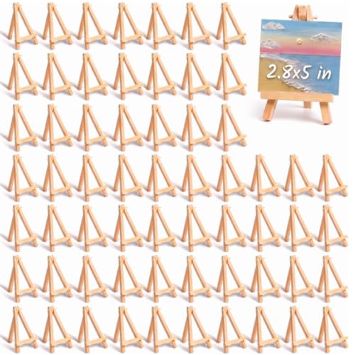 100 Pieces Mini Wooden Easel Stands Tripod Display Tabletop,5 Inch | For Artist Painting Business Cards Photos, Canvas Holder Wedding Table Numbers Party Favors Gift, Natural Wood Tripod Frame - size: 5 Inch
