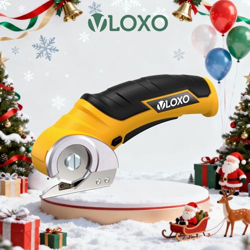 VLOXO Cordless Cardboard Cutter Electric Scissors for Cardboard Recycling | Package Opening, DIY Crafting, 240RPM Cordless Power Scissors with Safety Lock and Case for Left and Right Hand Yellow - color: Yellow