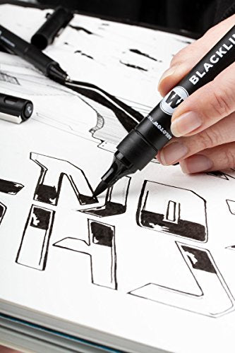 Molotow Blackliner Ink Refill, Black, Permanent Archival Ink, Quick Dry, Fade Resistant, 30ml Bottle, 1 Each (693.640) - style: Ink refill