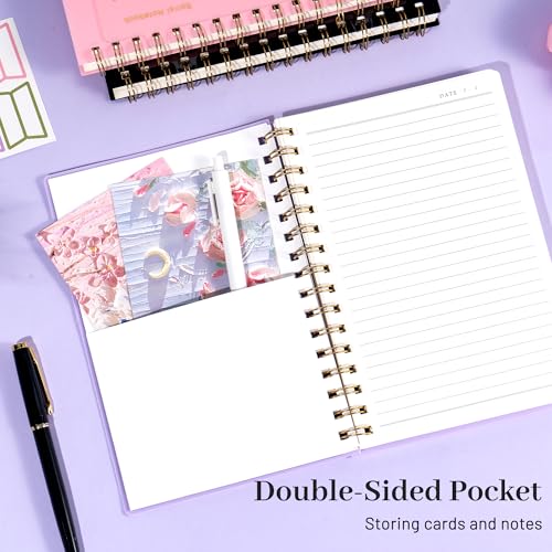 Yoment Spiral Notebook College Ruled A5 Spiral Bound Journal 160 Pages | 100 GSM Thick Paper Plastic Hardcover Spiral Notebook 5x7 Wire Bound Notebooks for Work School Office Supplies, Purple - color: Purple, style: C - Line - A5