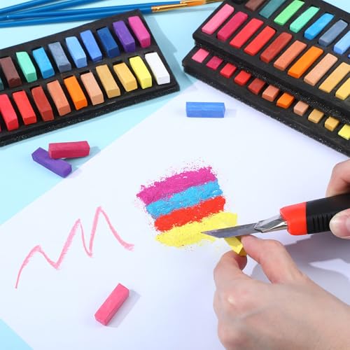 Watersay 192 Pcs Soft Pastels for Artists Color Pastels Set 24 Assorted Colors Square Chalk Sticks 1.18 Inches 8 Boxes Art Drawing Painting Supplies for Parties, Donations, 30 mm - color: 24 Assorted Colors, size: 30 mm