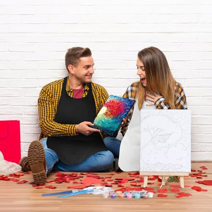 Zhanmai 2 Pack Sip and Paint Kit for Couples Date Night | 8 x 10 Inch, Pre Drawn Tree of Love Canvas, Paint Party Supplies, Romantic Adult Activity, Includes Easels Aprons Brushes Set - size: 8 x 10 Inch, style: Tree of Love