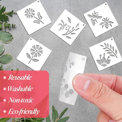 100 Pcs Small Stencils for Painting, 2 x 2 Inch Reusable Mini Stencils