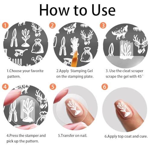 PH PandaHall 3pcs Tree Planting Nail Stamping Plate Wild Animals Nail Art Templates Forest Mountains Manicure Stamper Plate Protect Trees Nails Art Stencils for Women Print Manicures Salon Design - style: Tree Planting