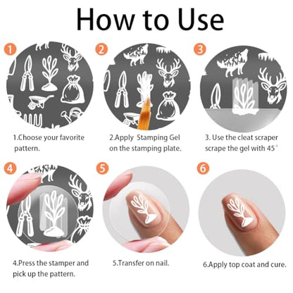 PH PandaHall 3pcs Tree Planting Nail Stamping Plate Wild Animals Nail Art Templates Forest Mountains Manicure Stamper Plate Protect Trees Nails Art Stencils for Women Print Manicures Salon Design - style: Tree Planting