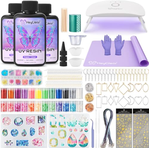 HeyClear 300g UV Resin Molds Kit with Light for Jewelry Making, Keychains - size: 300g