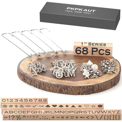 68Pcs 1" Custom Branding Iron for Wood, Leather Branding Stamp Kit | Mini Wood Branding Iron on Letters Personalized, Number/Alphabet/Leather Burning Stamps Woodworking Kit for Hats, Steak, Food - size: 68PCS 1" Number/Alphabet/Symbol&Punctuation Set