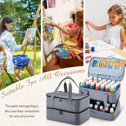 Abbylike Acrylic Paint Organizer Bag for up to 56 Bottles (2 Oz),Gray - color: Gray