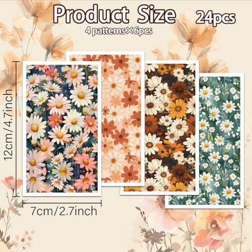 OLYCRAFT 24Pcs Daisy Pattern Clay Transfer Paper 4 Styles Transfer Paper for Polymer Chrysanthemum Polymer Clay Transfer Sheets Flower Theme Small Transfer Paper for Clay Earrings Jewelry Making - style: Daisy