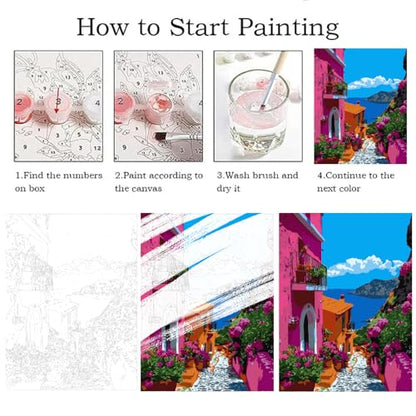 ZRIZQ Landscape Paint by Numbers Kit for Adults Beginner,City Street,16x20 | Full set with wooden brushes,rolled canvas,rich paints.Calming activity.Beginner friendly.Just open and paint. - color: 16"X20"Rolled Canvas-Landscape 5