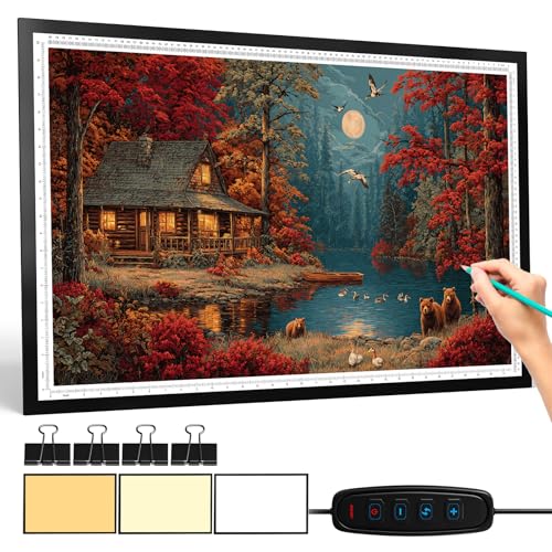 DEAR CARBON A1 Light Pad,LED Light Board for Diamond Painting,Tracing | 7000 Lux Bright Light,10 Brightness Levels,Independent Anti-Touch Controller,Ultra Thin Design,USB-C Connection - size: A1 3-Color