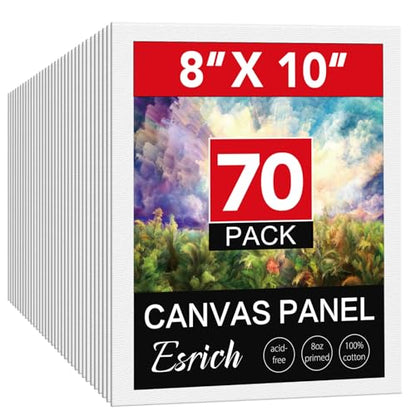 ESRICH 70 Pack 8x10 Primed Canvas Boards Bulk for Acrylic Painting - size: 8*10in 70pack