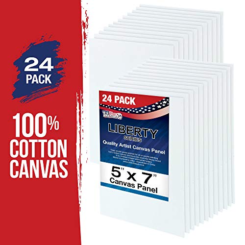 U.S. Art Supply 5 X 7 Inch Art Canvas Board Panels 24 Pack - 8 Ounce - size: 5" x 7"