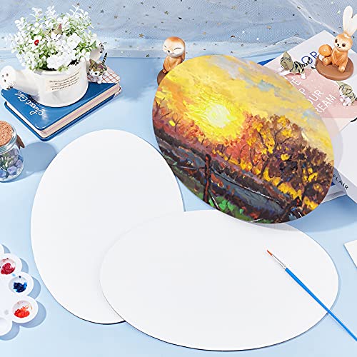 NBEADS 8 Pcs Oval Painting Canvas Panels, Blank Canvas Drawing Boards for Oil Painting Artist Hobby Painters and Beginners, 11.8x7.87inch - size: L.W: 8"×12"/Thi: 0.1"-Oval